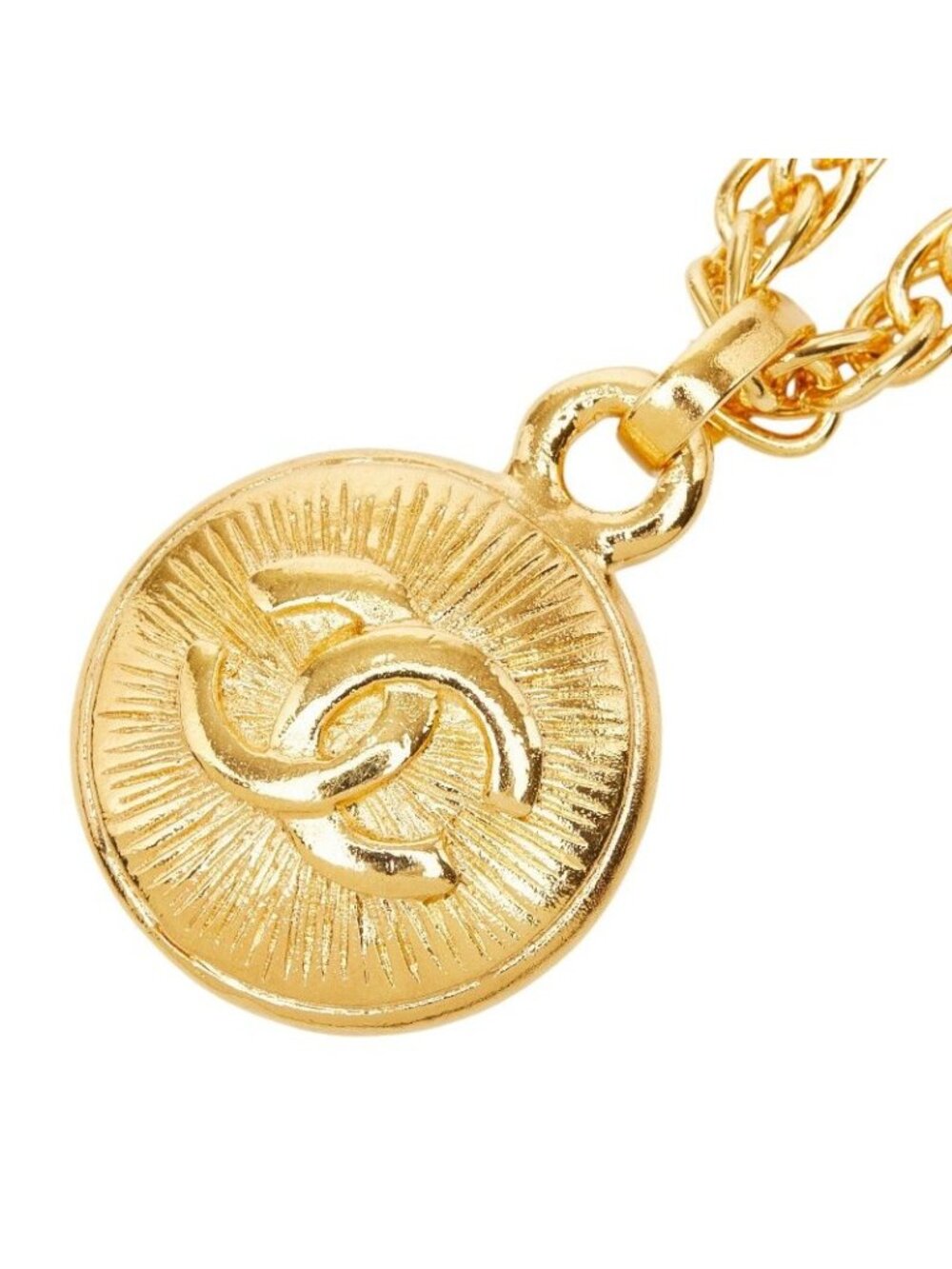 Chanel CC Logo Vintage Chain Pendant Gold Plated